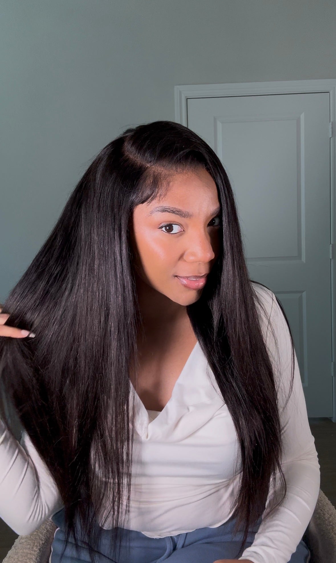LUVME hair 24 inch closure wig silky straight