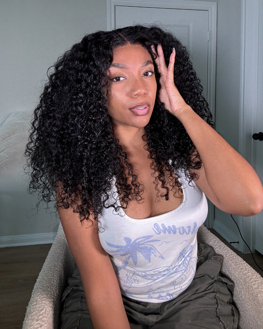 Closure wig UNICE jerry curly hair finger coil ends 20inch