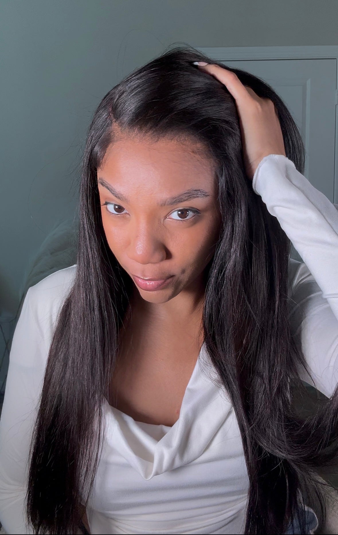 LUVME hair 24 inch closure wig silky straight