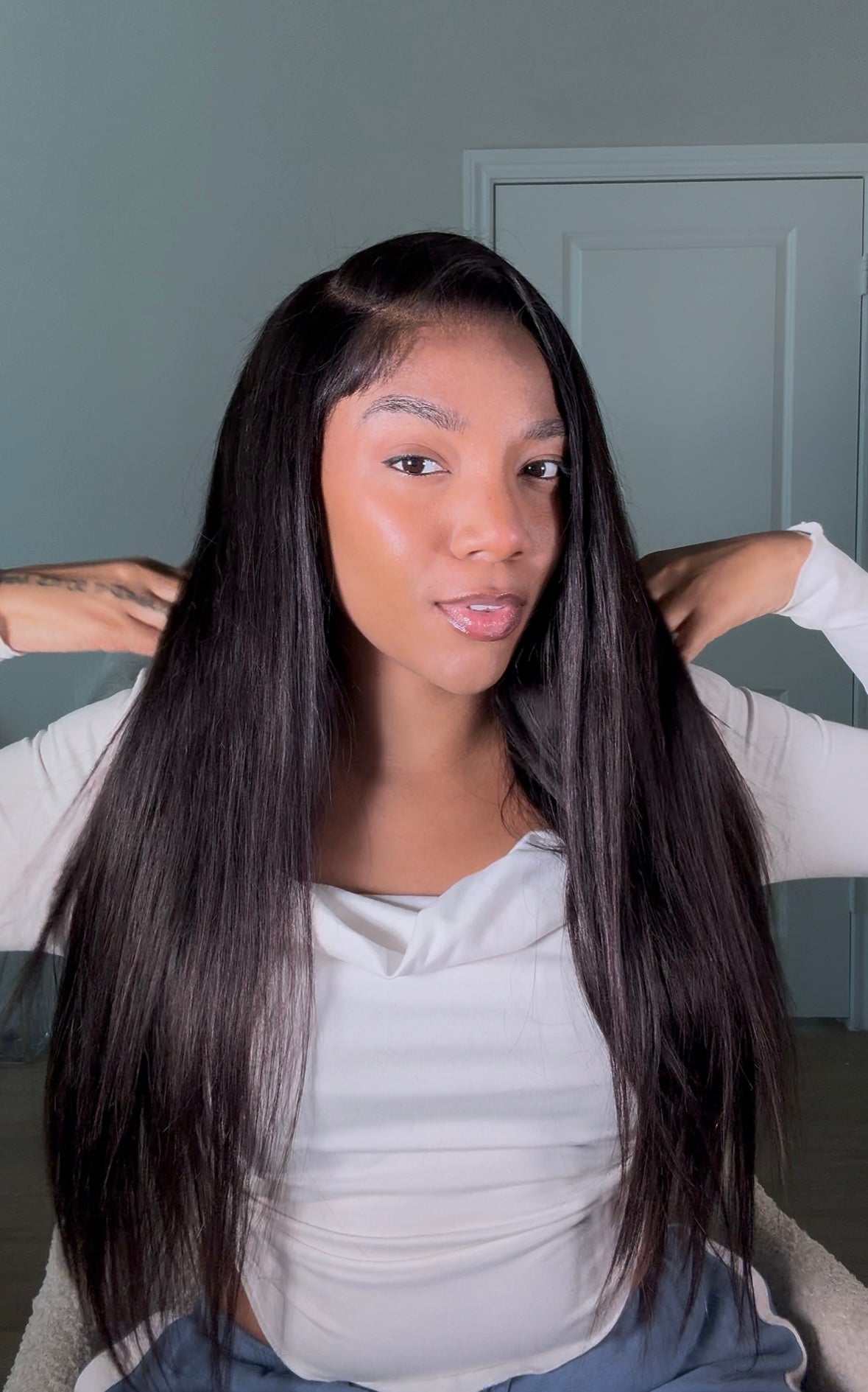 LUVME hair 24 inch closure wig silky straight