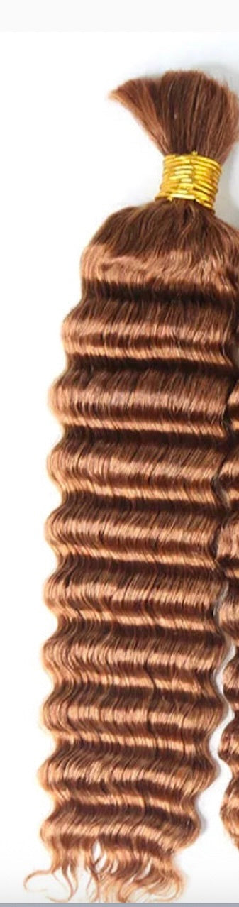 #30 Light Brown Deep Wave Bulk Hair Extensions for Braiding