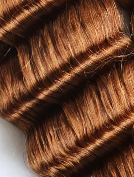 #30 Light Brown Deep Wave Bulk Hair Extensions for Braiding